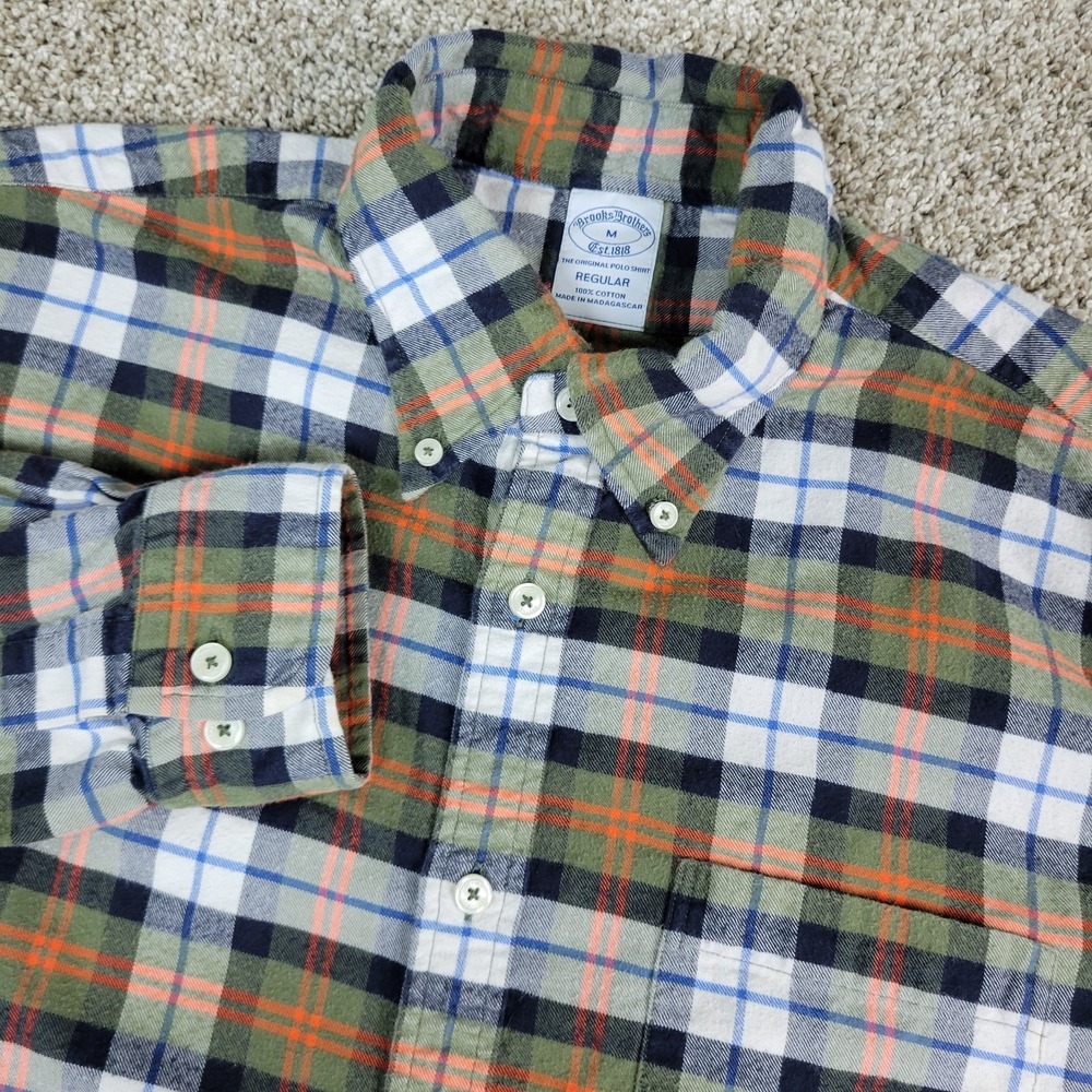 Brooks Brothers Regular Mens Medium Multicolor Plaid Button Down LS Flannel